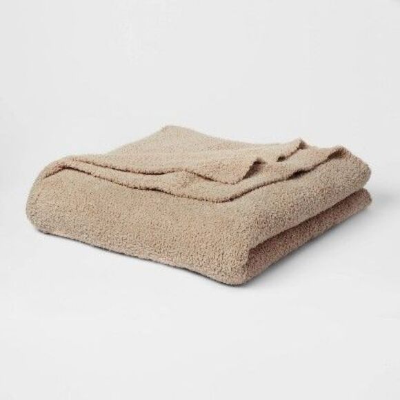 Open Box - Threshold - Twin/Twin XL Cozy Chenille Bed Blanket True Khaki  Khaki - Picture 1 of 2